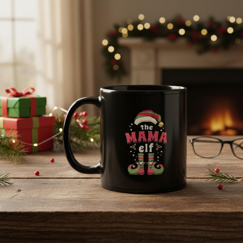 Mama Elf Christmas Mug: Funny Holiday Coffee Cup Gift