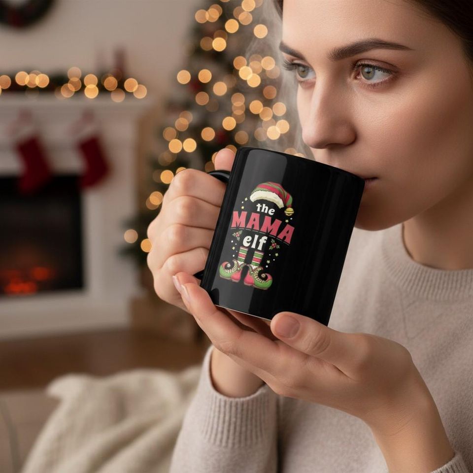 Mama Elf Christmas Mug: Funny Holiday Coffee Cup Gift