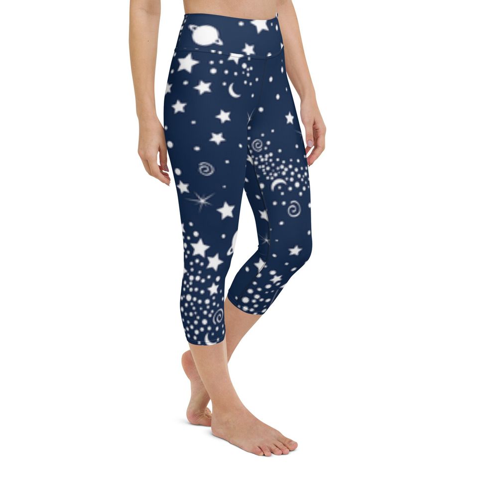 Space and Stars Yoga Capri Leggings