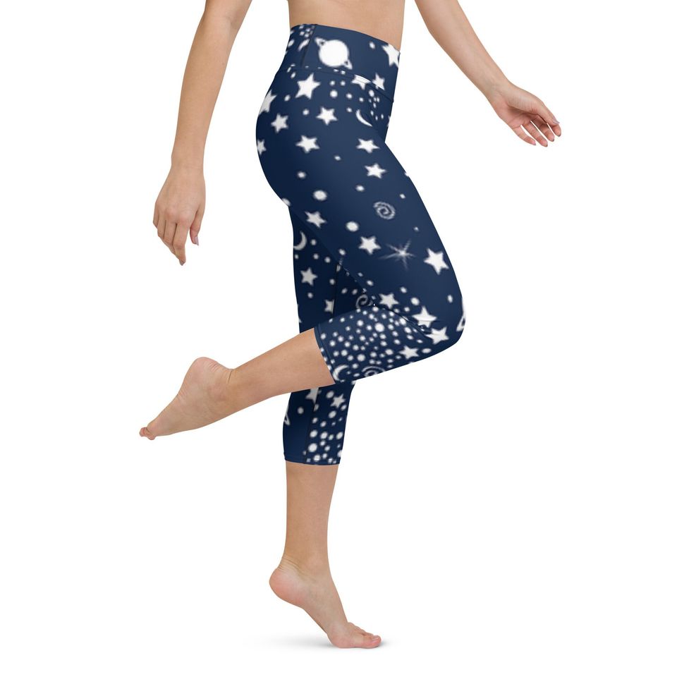 Space and Stars Yoga Capri Leggings