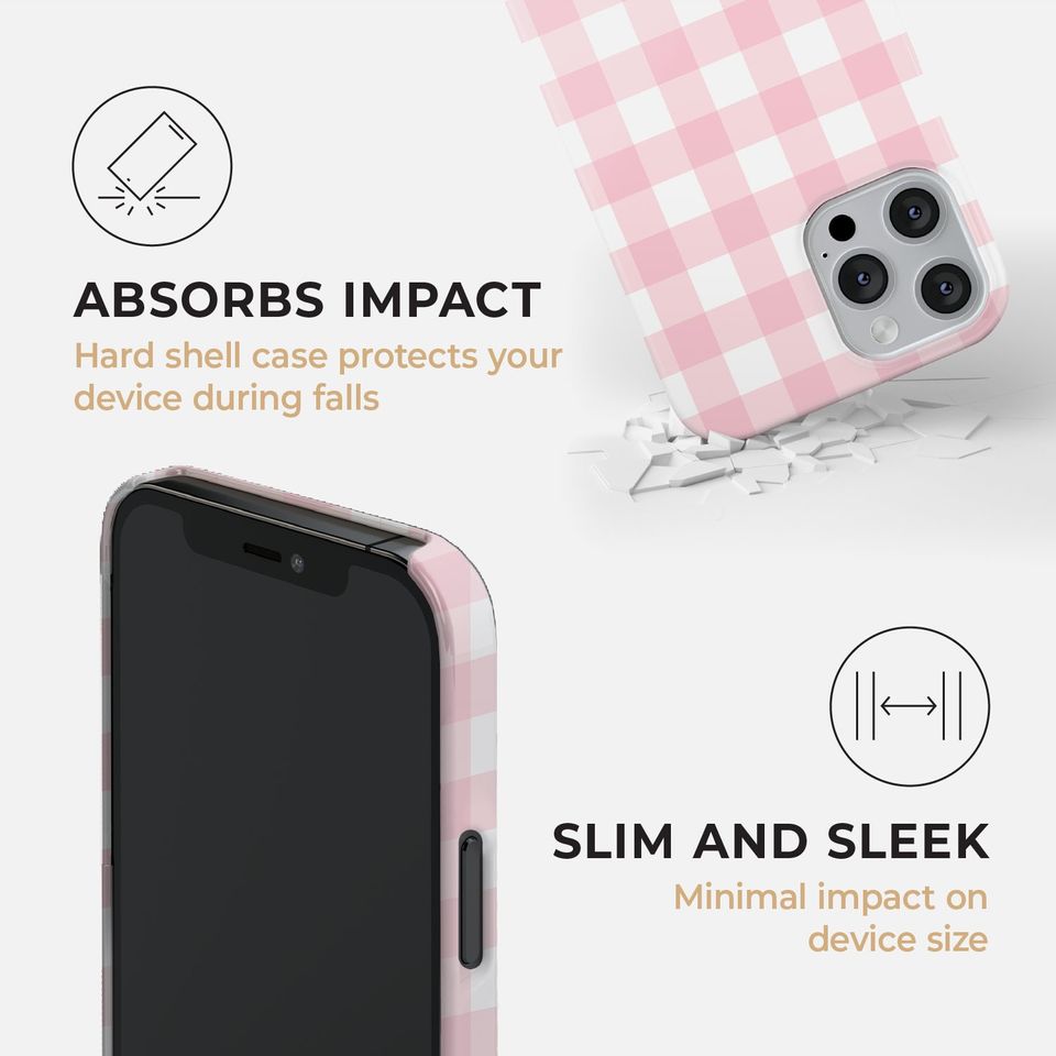 LIGHT PINK Plaid Checkered Hard Phone Case | iPhone   MagSafe