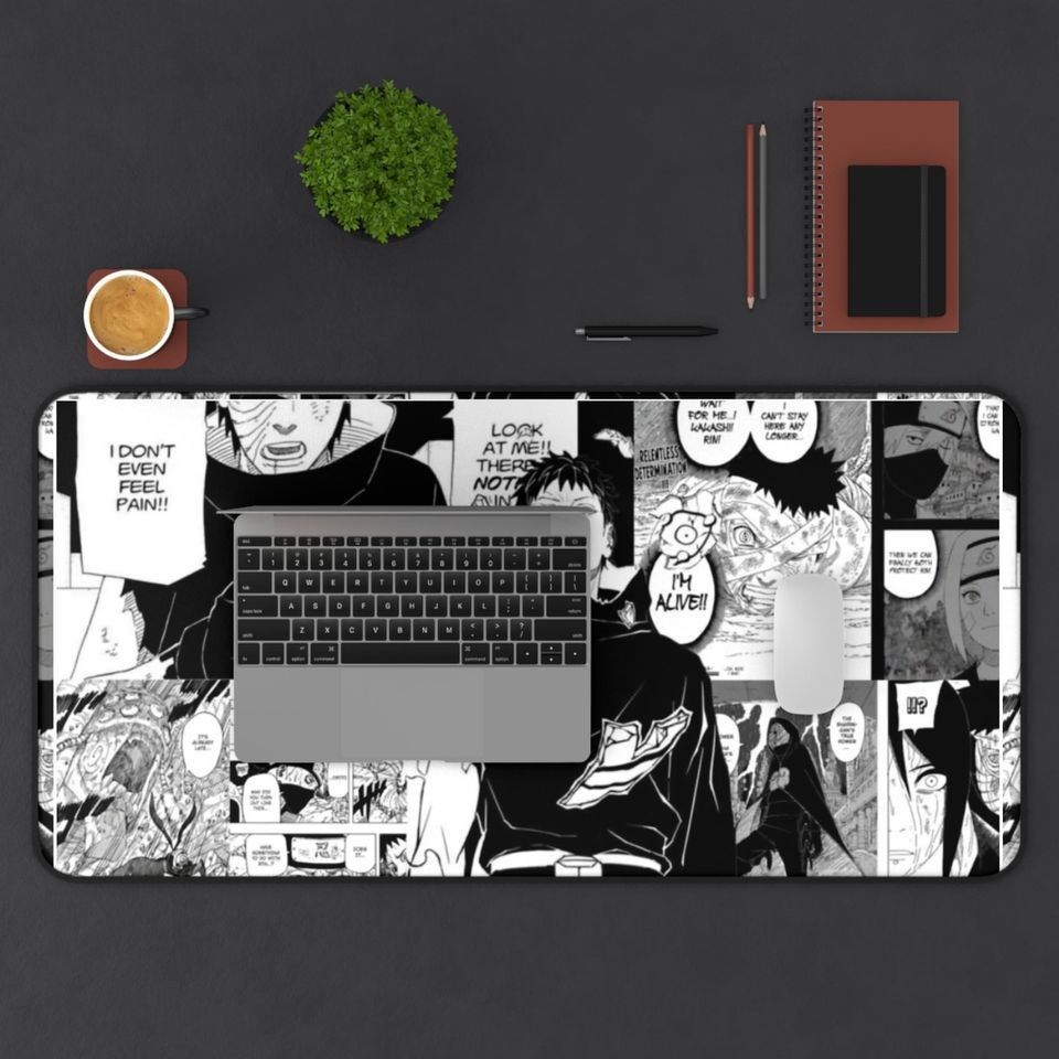 Narutoo Obito Uchiha Manga Panel Desk Mat | Black & White Anime Gaming Mouse Pad
