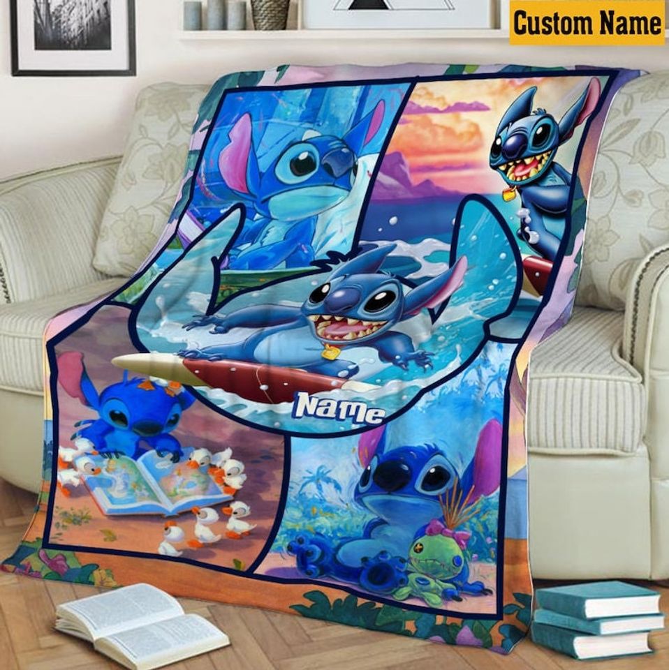 Lilo and Stitch Blanket, Custom Disney Stitch Throw Blanket