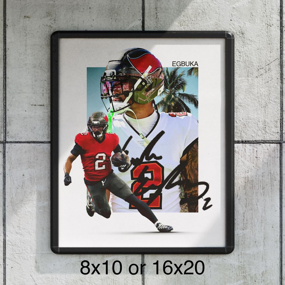 Emeka Egbuka Tampa Bay Buccaneers Football Poster, Sports Wall Decor Print