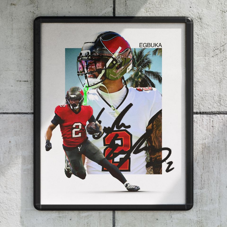 Emeka Egbuka Tampa Bay Buccaneers Football Poster, Sports Wall Decor Print
