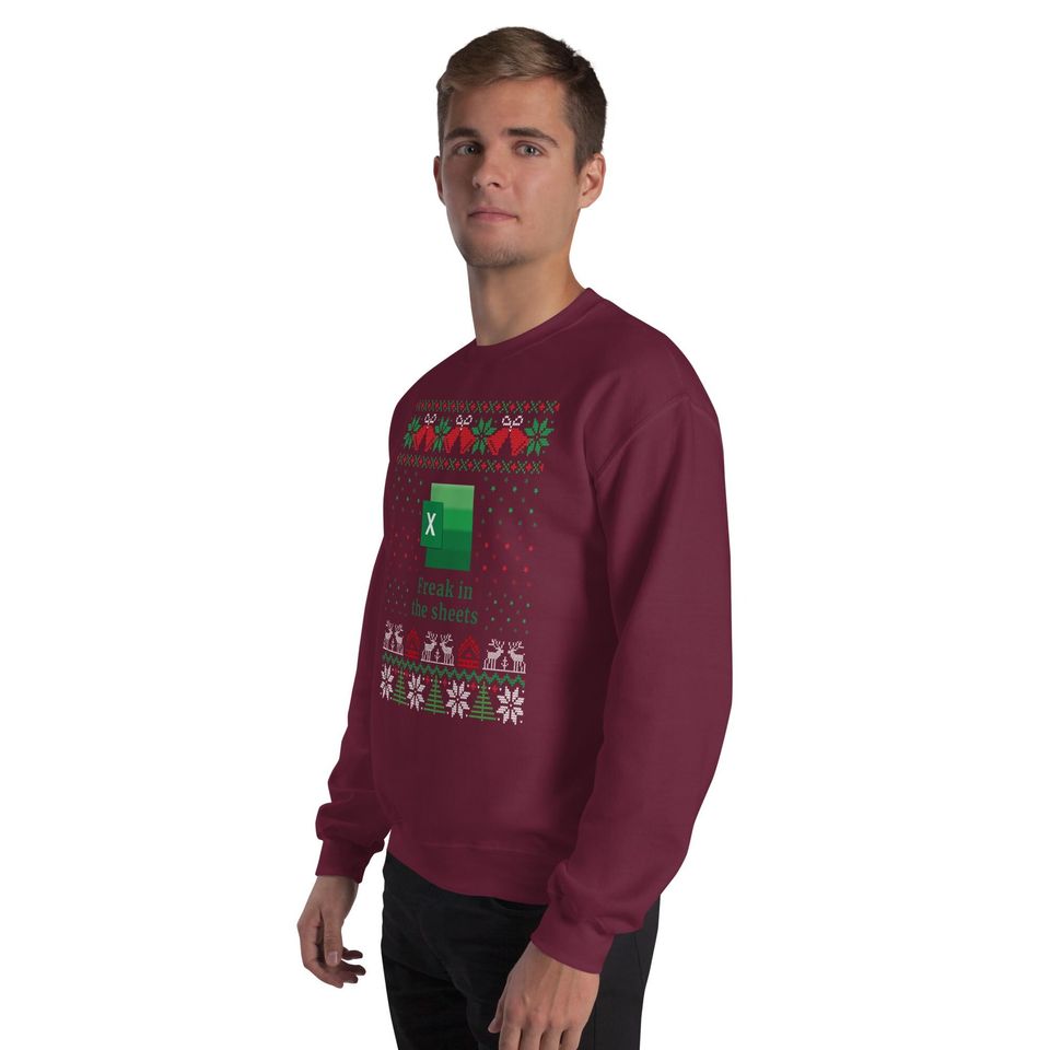 Freak in the Sheets Ugly Christmas Sweater | Funny Excel Holiday Party Pullover | Excel Xmas Sweater