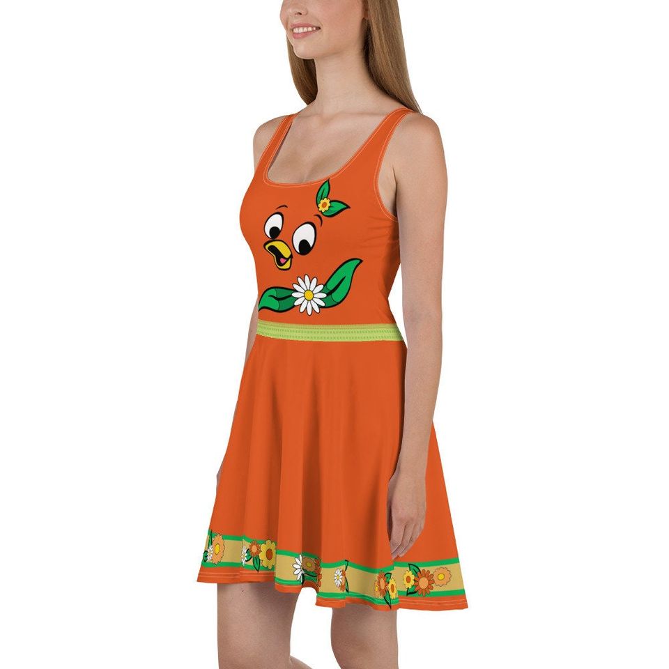 Orange Birdie Skater Dress