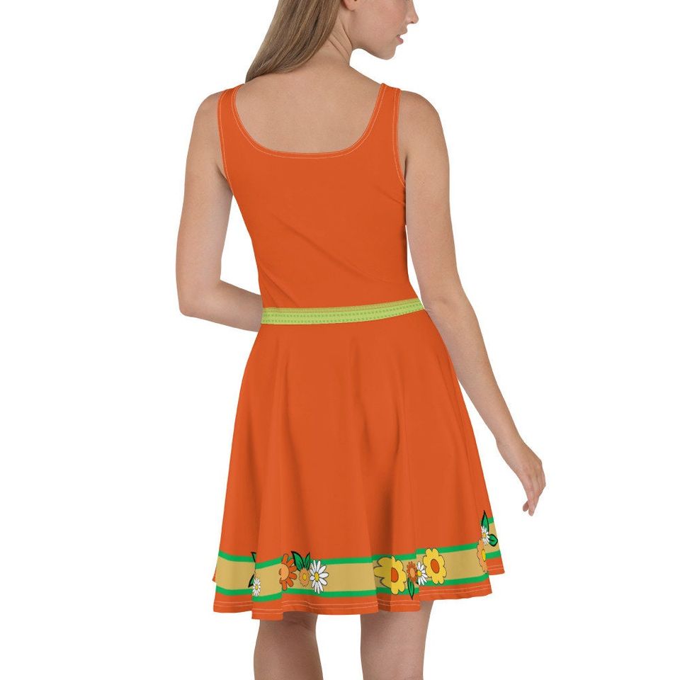 Orange Birdie Skater Dress