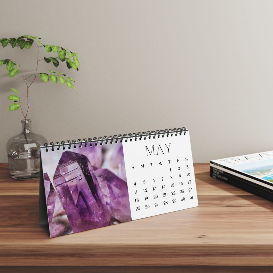 Healing Crystals Desktop Calendar Boho Spiritual Decor