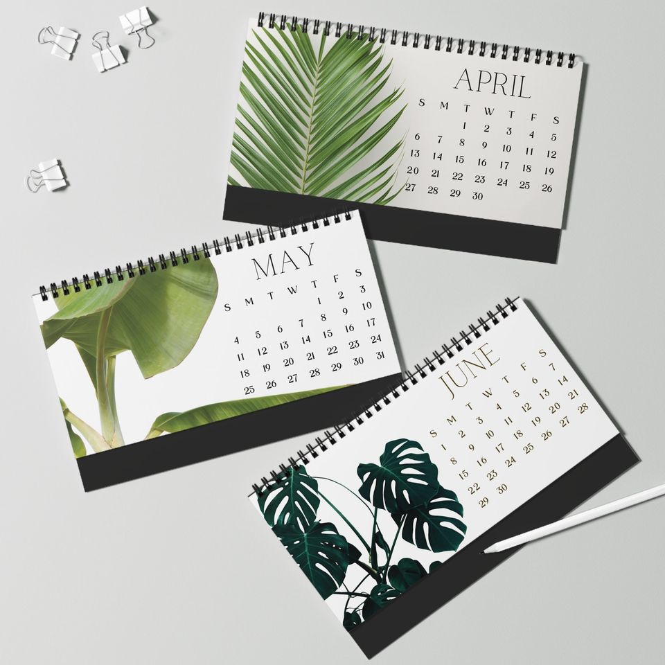 Tropical Plant Desk Calendar for Office Decor