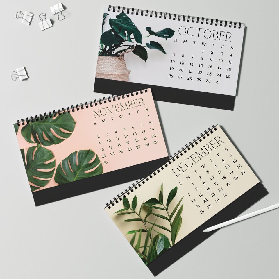 Tropical Plant Desk Calendar for Office Decor