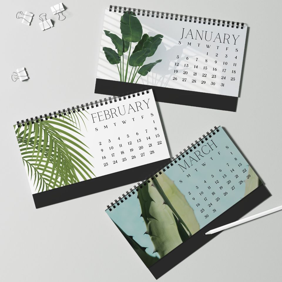 Tropical Plant Desk Calendar for Office Decor