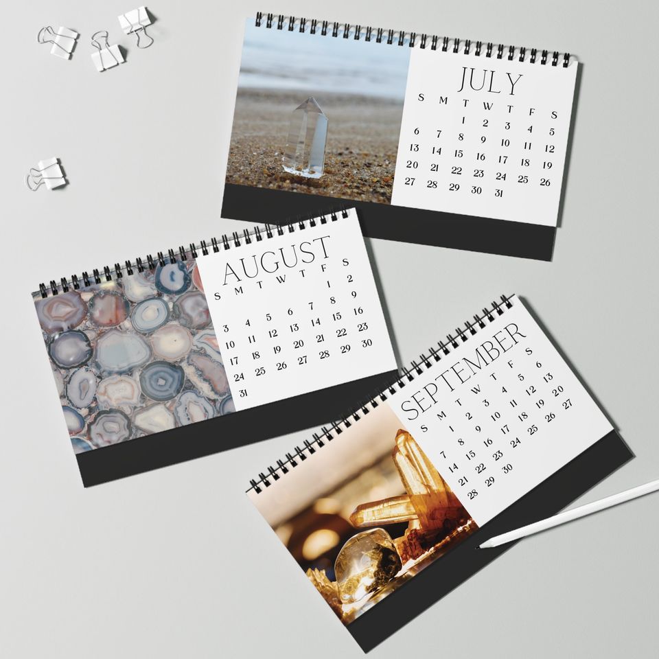 Healing Crystals Desktop Calendar Boho Spiritual Decor