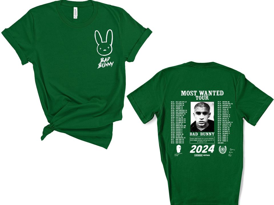 Bad Bunny Most Wanted Tour 2024 Back and Front Shirt