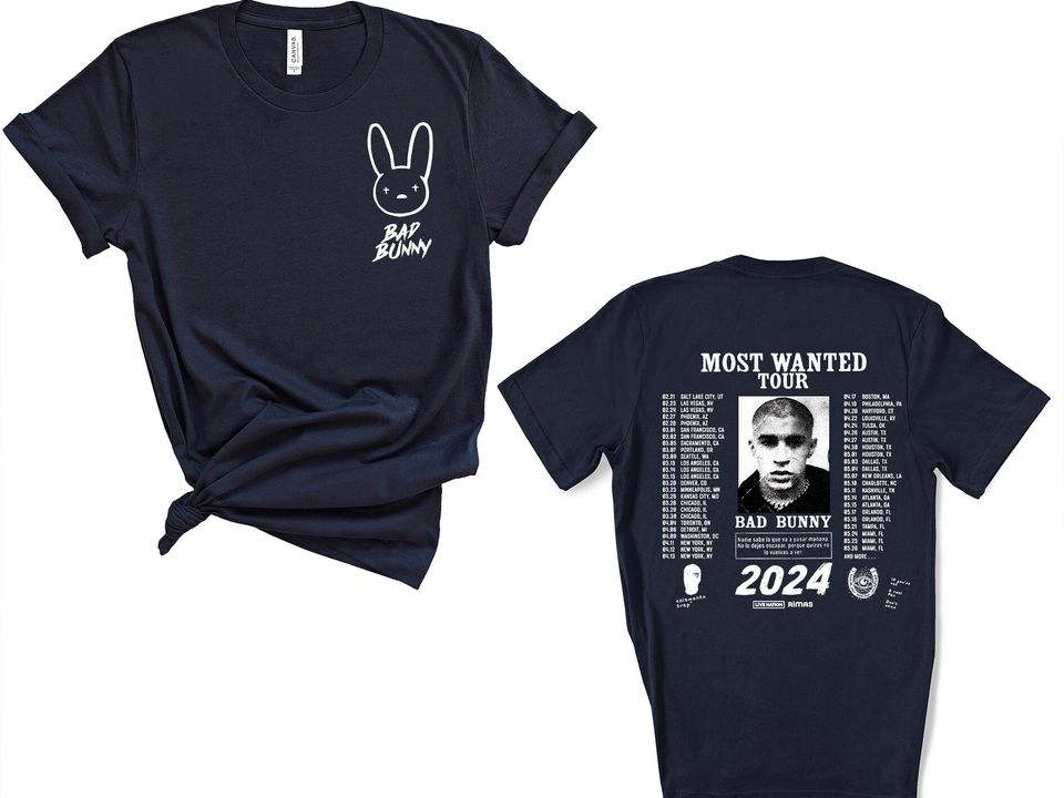 Bad Bunny Most Wanted Tour 2024 Back and Front Shirt