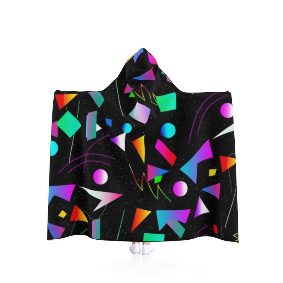 Black Hooded Blanket with an 80s Retro