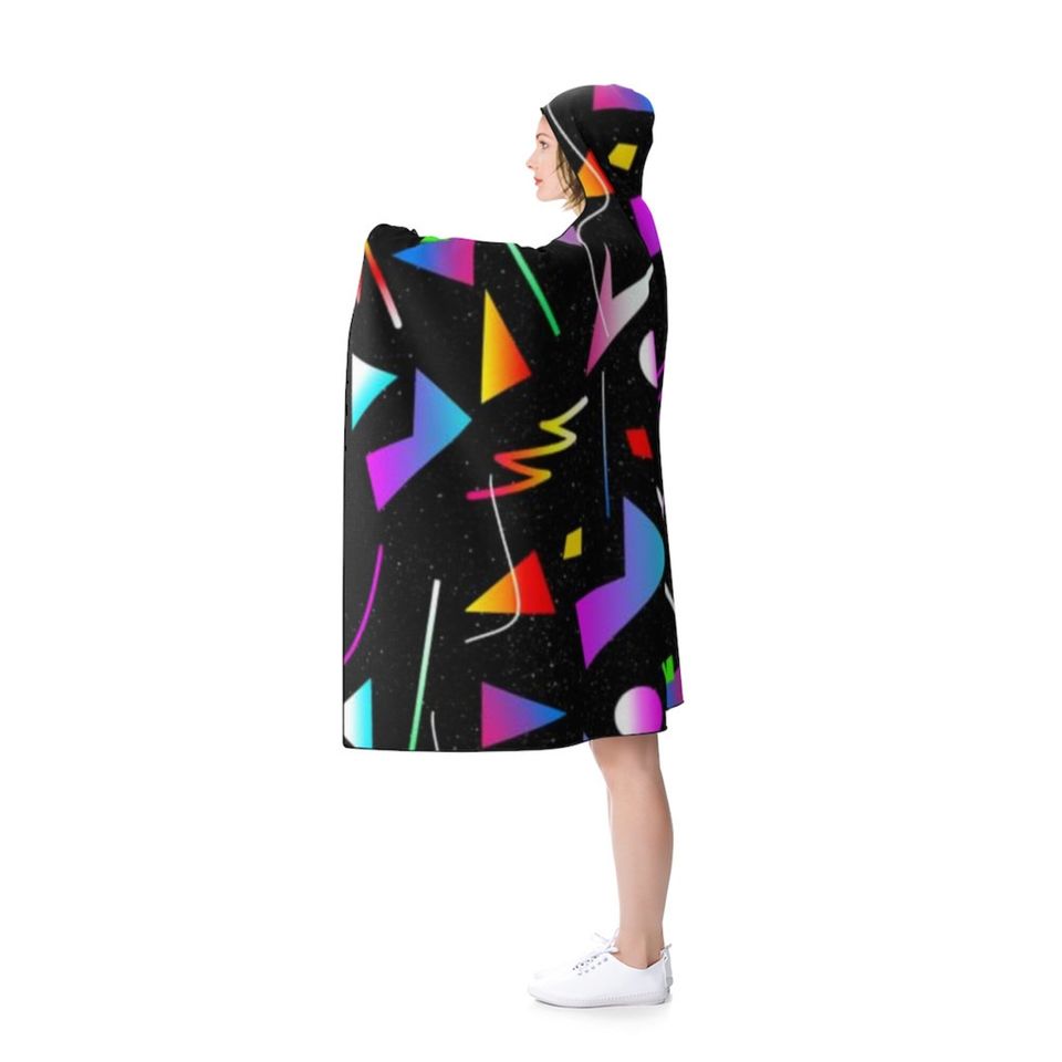 Black Hooded Blanket with an 80s Retro