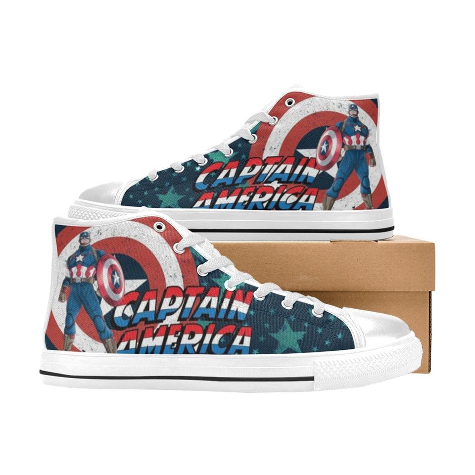 Captain America High Top Canvas Shoes, Unisex High Top Sneakers