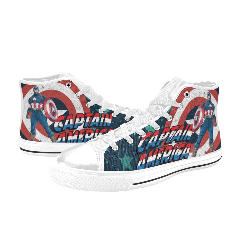 Captain America High Top Canvas Shoes, Unisex High Top Sneakers