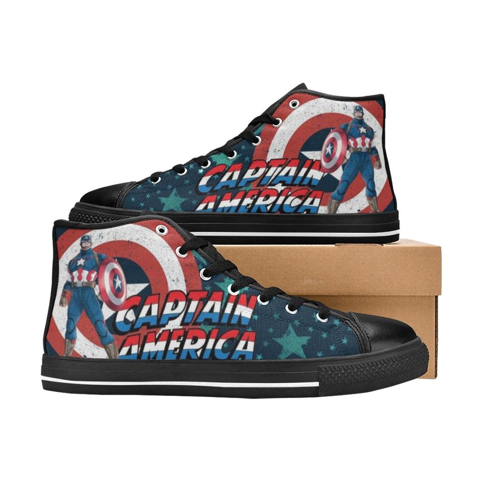 Captain America High Top Canvas Shoes, Unisex High Top Sneakers