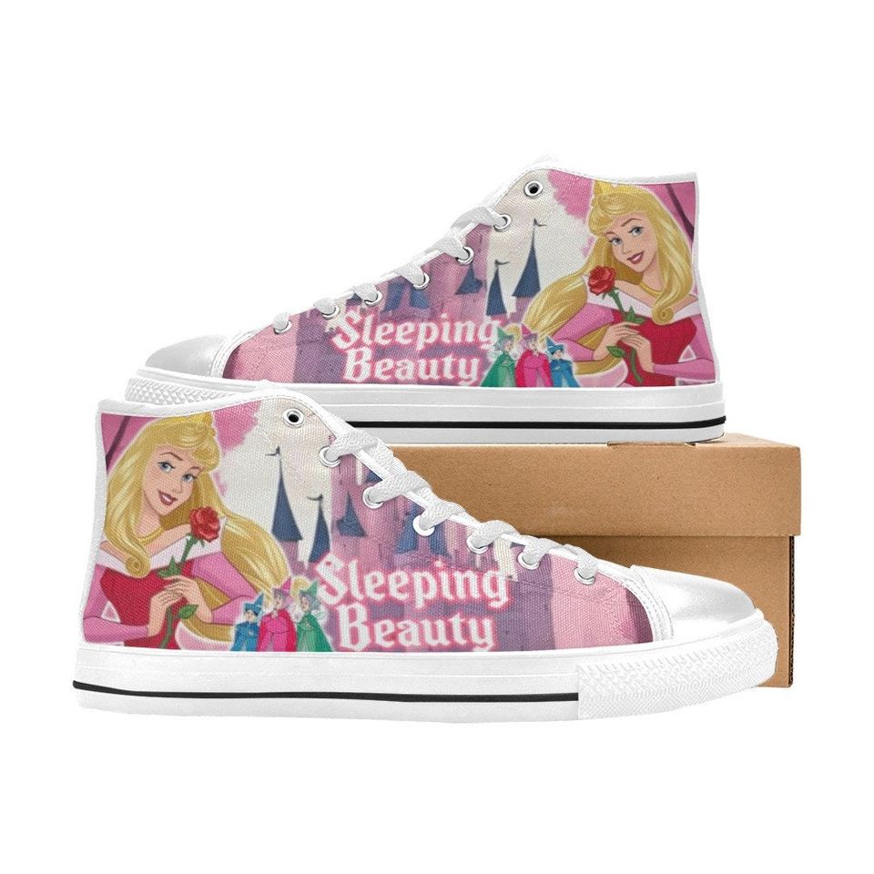 Sleeping Beauty High Top Canvas Shoes, Sleeping Beauty Sneakers