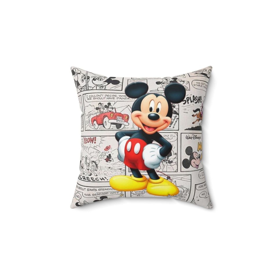 Disney Mickey Mouse Pillow and Case, Standing Mickey Comic Newspaper
