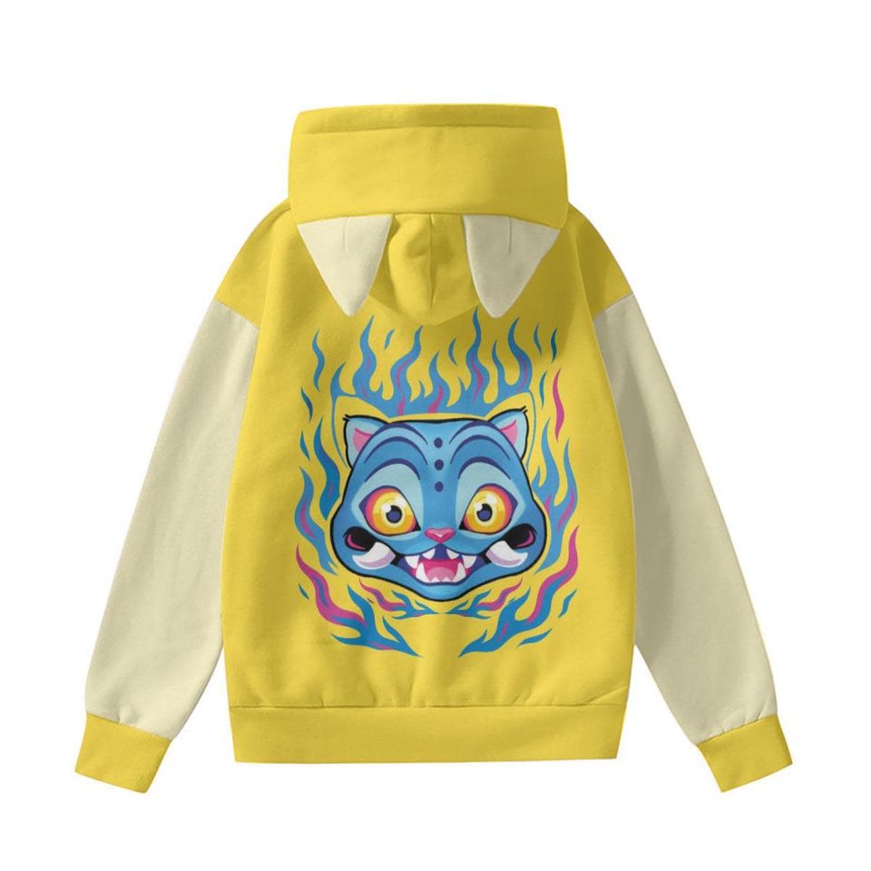 Derpy the Tiger Cat Ear Hoodie: Kpop Anime Kawaii Pastel Blue