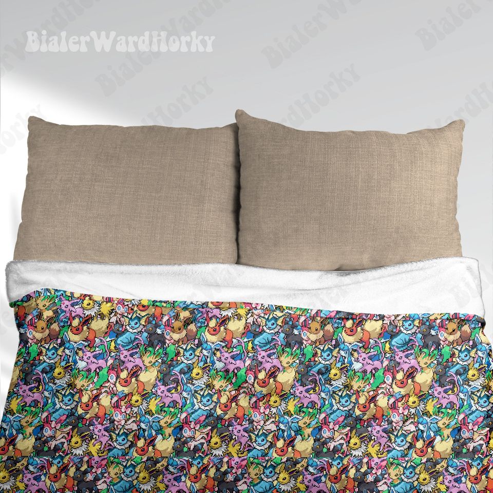 Eevee Evolution Stack Fleece Blanket, Evolution Blanket, Fleece Blanket, Anime Blanket Evolution, Gifts