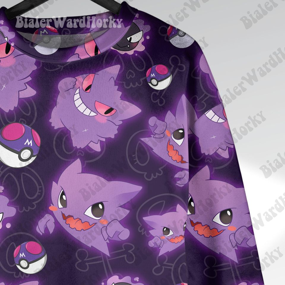 Gengar Anime Hoodie Sweatshirt: Ghost Type Neon Shadow King Sweatshirt