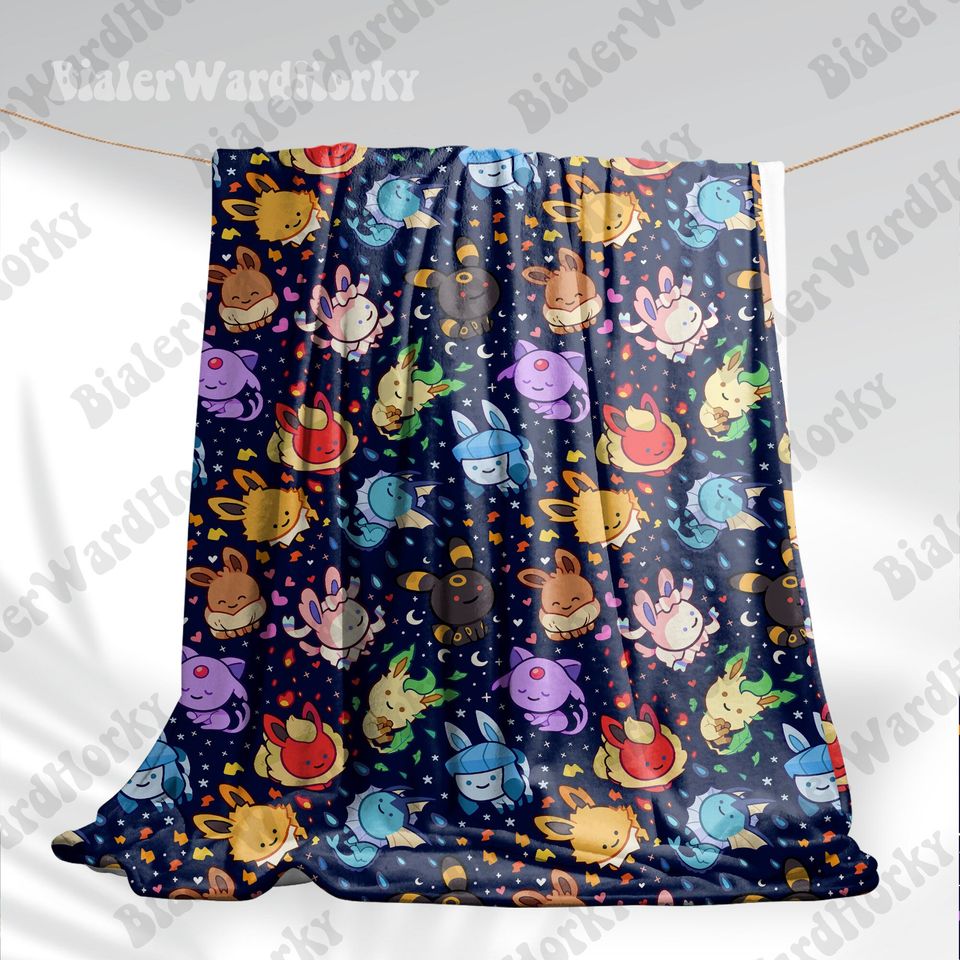 Eevee Evolution Galaxy Fleece Blanket, Evolution Blanket, Cute Fleece Blanket, Anime Blanket Galaxy, Gifts