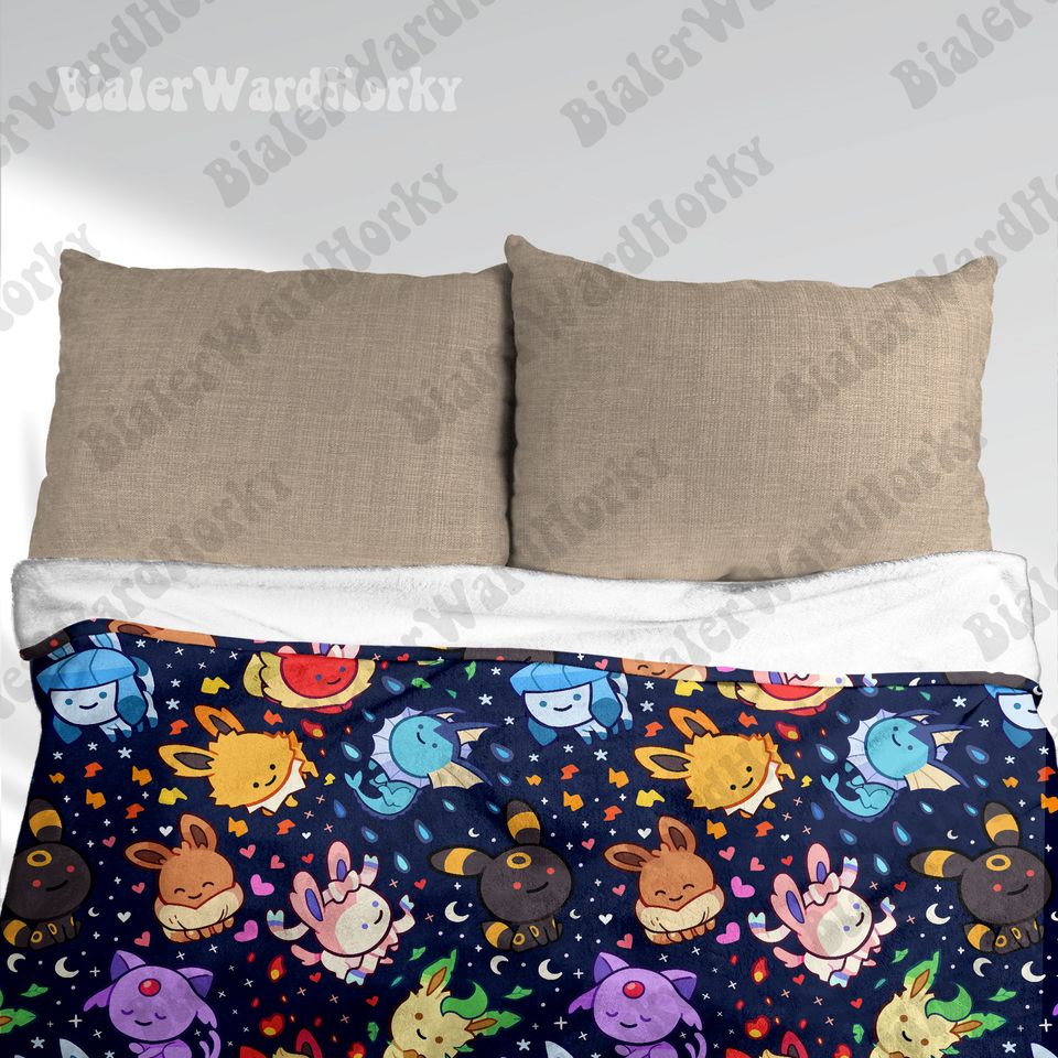 Eevee Evolution Galaxy Fleece Blanket, Evolution Blanket, Cute Fleece Blanket, Anime Blanket Galaxy, Gifts