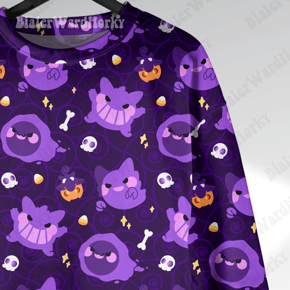 Gengar Hoodie: Ghost Type Evolution Neon Anime Sweatshirt