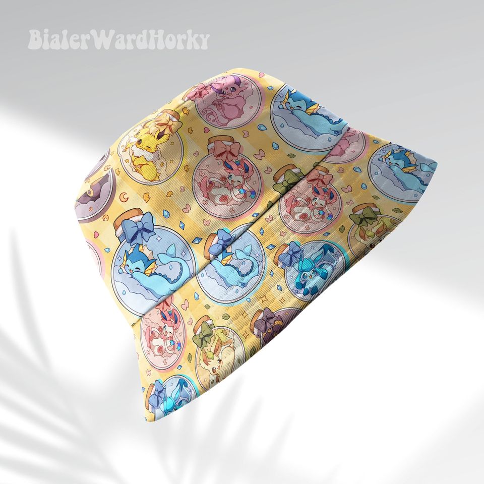 Eevee Evolution Bottle Bucket Hat, Evolution Bucket, Cute Hat, Anime Bucket, Eevee Evolution Gifts