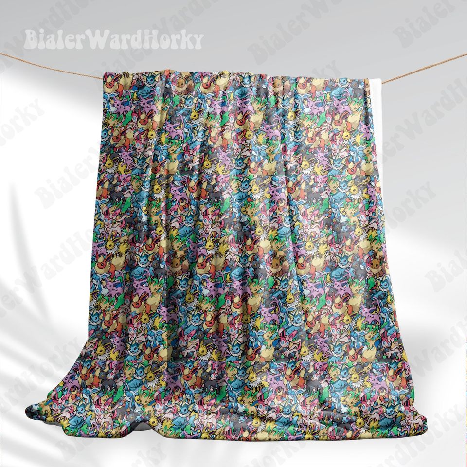 Eevee Evolution Stack Fleece Blanket, Evolution Blanket, Fleece Blanket, Anime Blanket Evolution, Gifts
