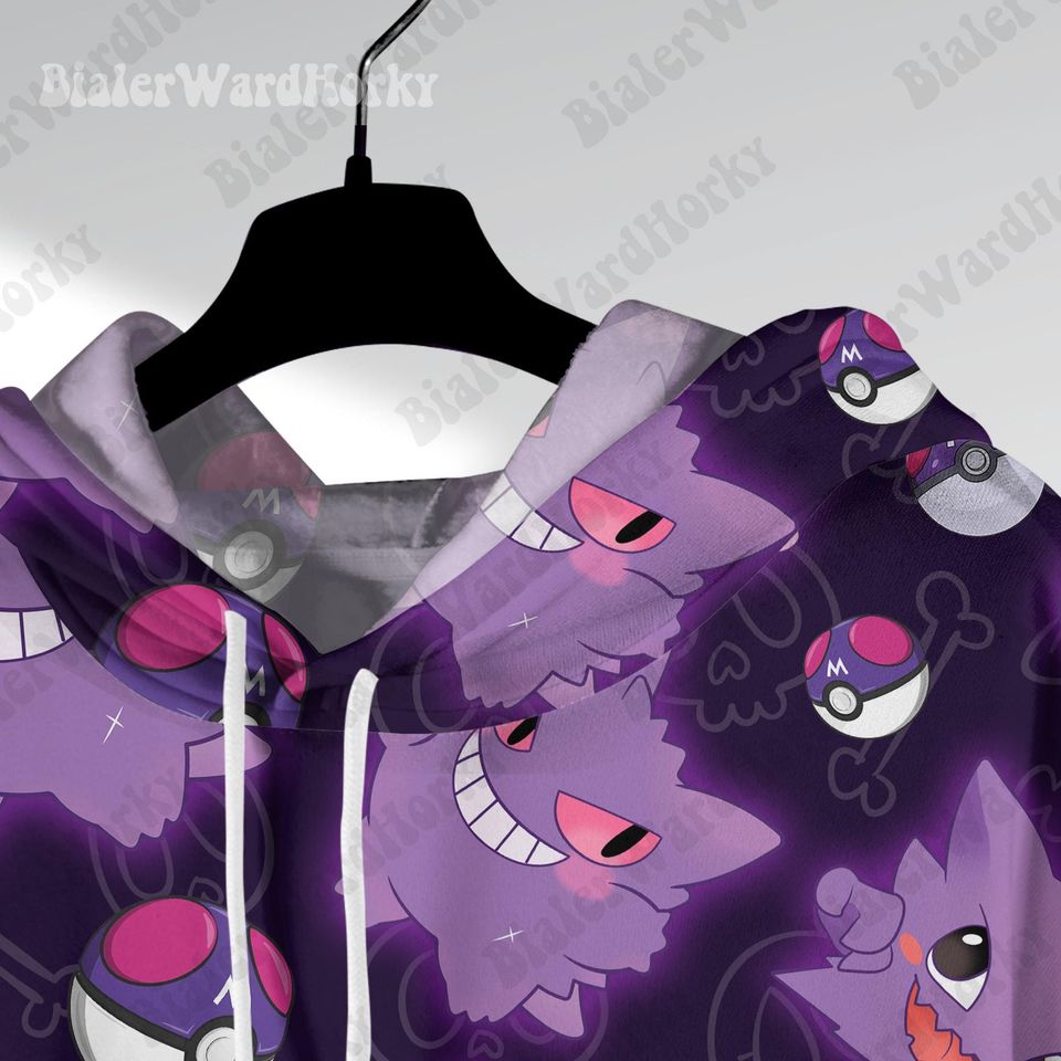 Gengar Anime Hoodie Sweatshirt: Ghost Type Neon Shadow King Sweatshirt