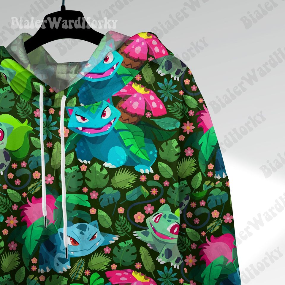 Bulbasaur Hoodie: Tropical Grass-Type Monster Anime Sweatshirt