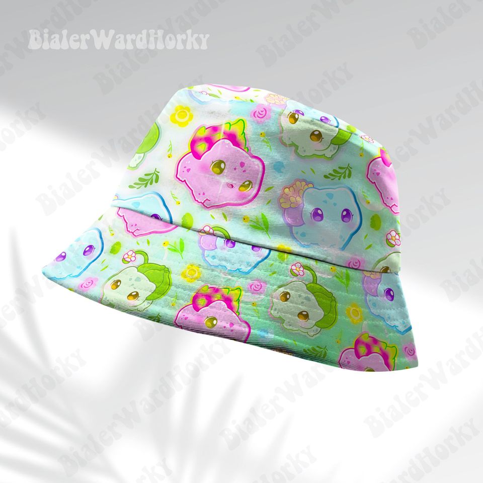 Bulbasaur Bucket, Funny Grass Type Unisex Anime Bucket Gifts, Bulbasaur Hat