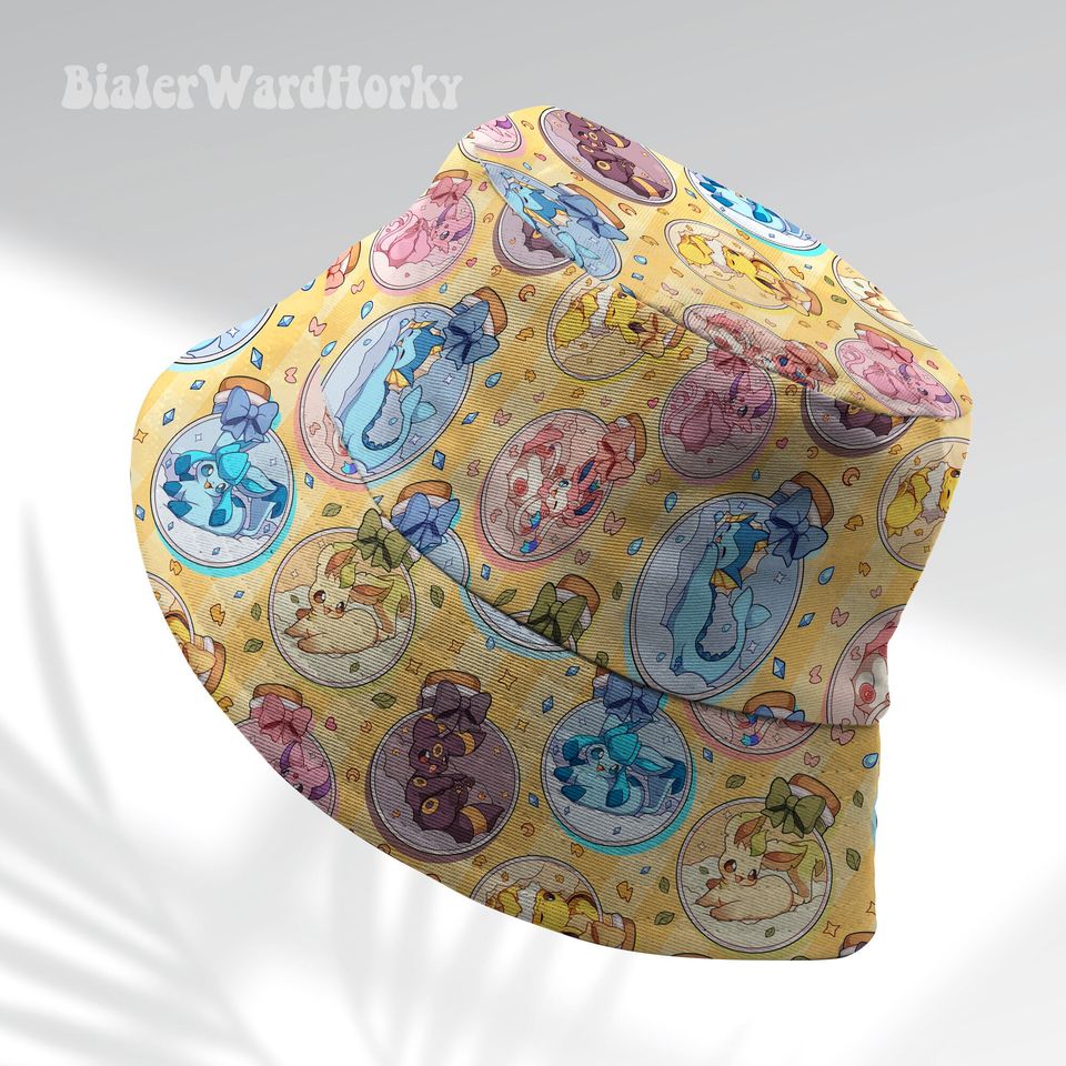 Eevee Evolution Bottle Bucket Hat, Evolution Bucket, Cute Hat, Anime Bucket, Eevee Evolution Gifts