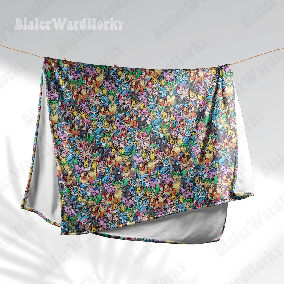 Eevee Evolution Stack Fleece Blanket, Evolution Blanket, Fleece Blanket, Anime Blanket Evolution, Gifts