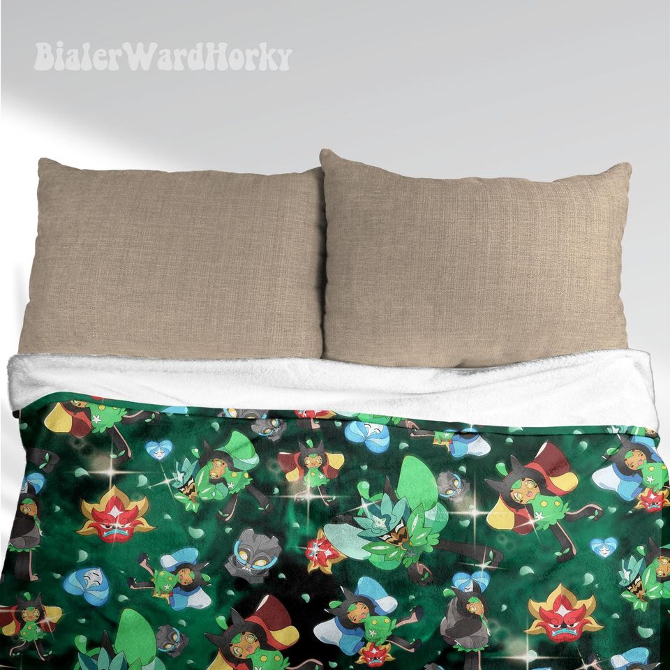 Ogerpon Fleece Blanket: Anime Grass Type Decor