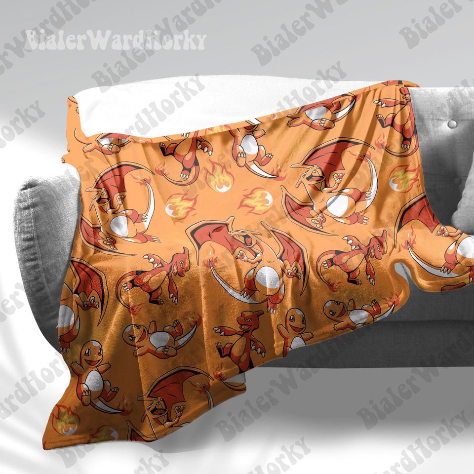 Dragon Fire Red Fleece Blanket Water Type Anime Blanket