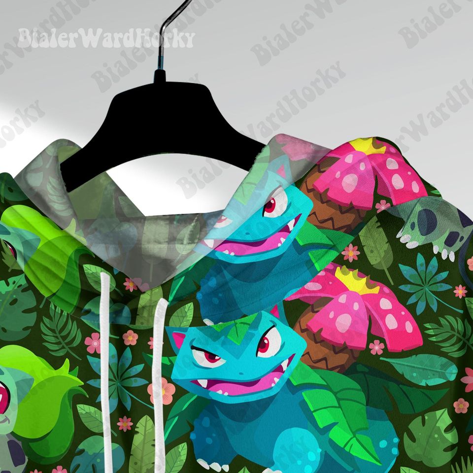 Bulbasaur Hoodie: Tropical Grass-Type Monster Anime Sweatshirt