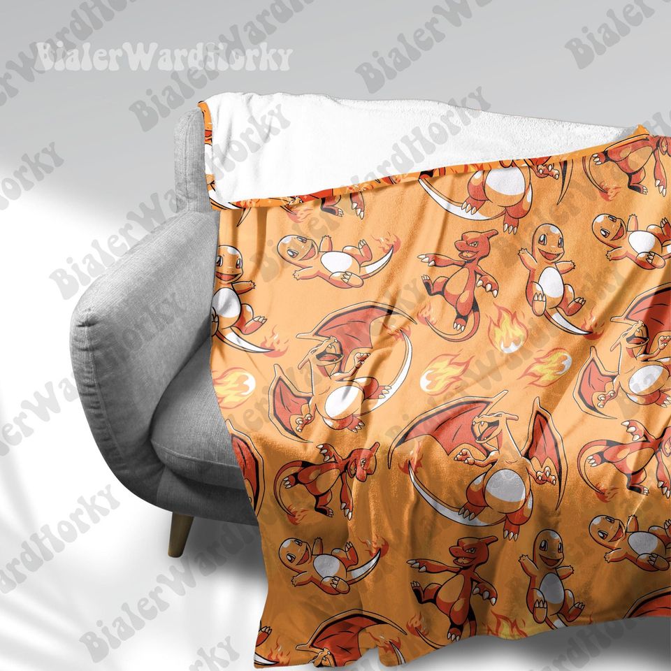 Dragon Fire Red Fleece Blanket Water Type Anime Blanket