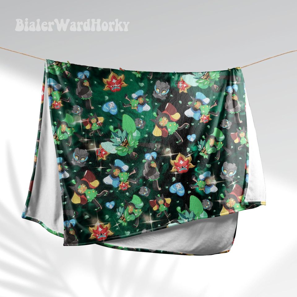 Ogerpon Fleece Blanket: Anime Grass Type Decor