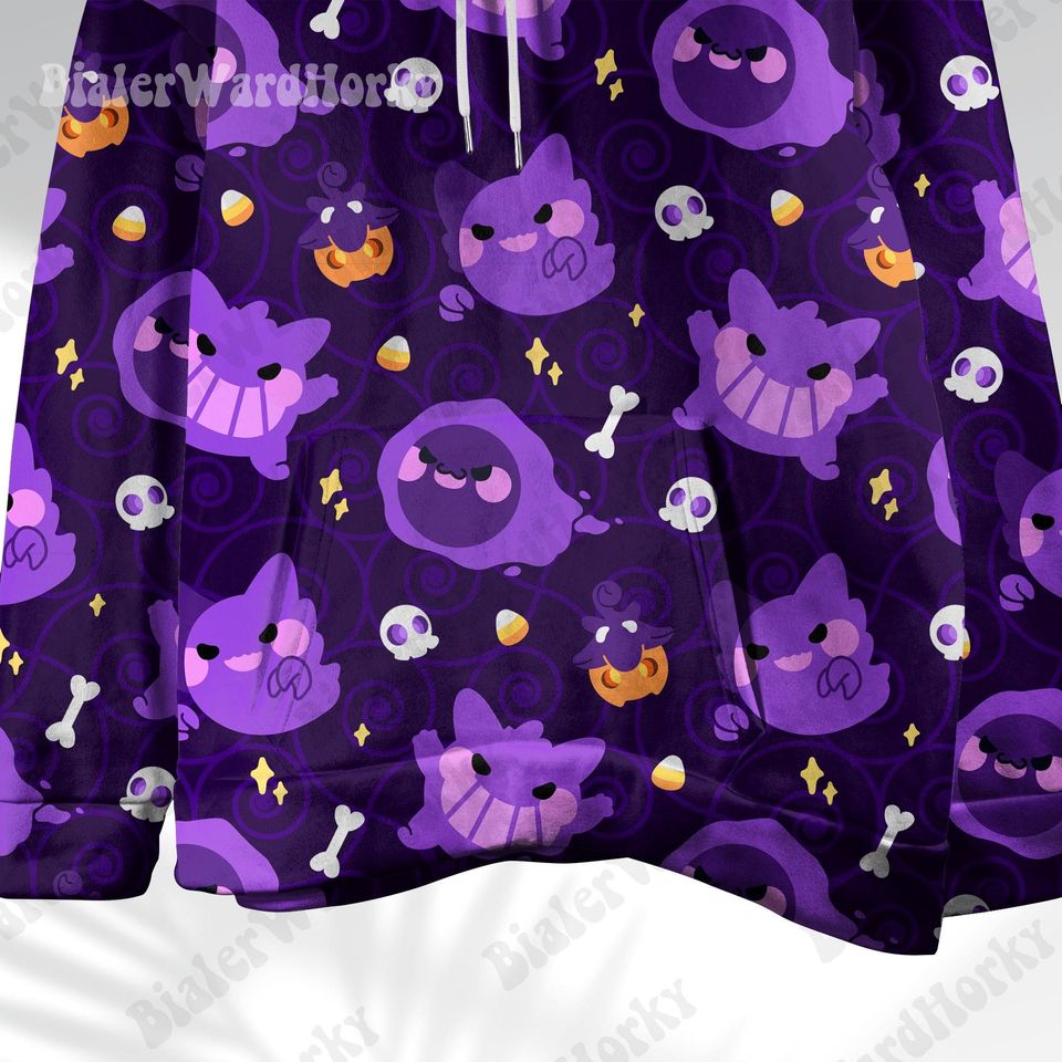 Gengar Hoodie: Ghost Type Evolution Neon Anime Sweatshirt