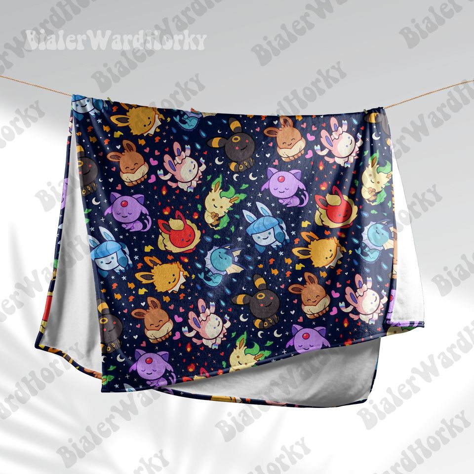 Eevee Evolution Galaxy Fleece Blanket, Evolution Blanket, Cute Fleece Blanket, Anime Blanket Galaxy, Gifts
