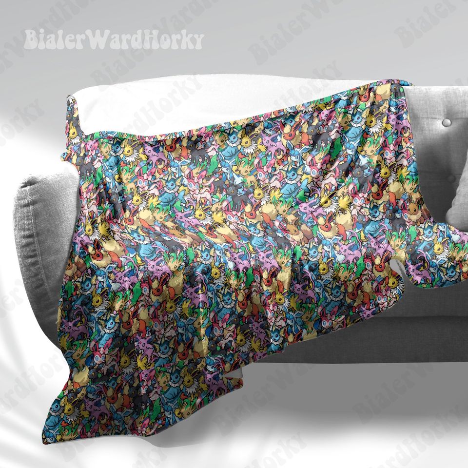Eevee Evolution Stack Fleece Blanket, Evolution Blanket, Fleece Blanket, Anime Blanket Evolution, Gifts