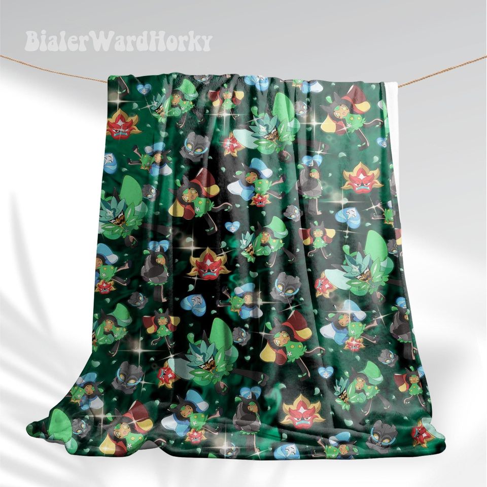 Ogerpon Fleece Blanket: Anime Grass Type Decor