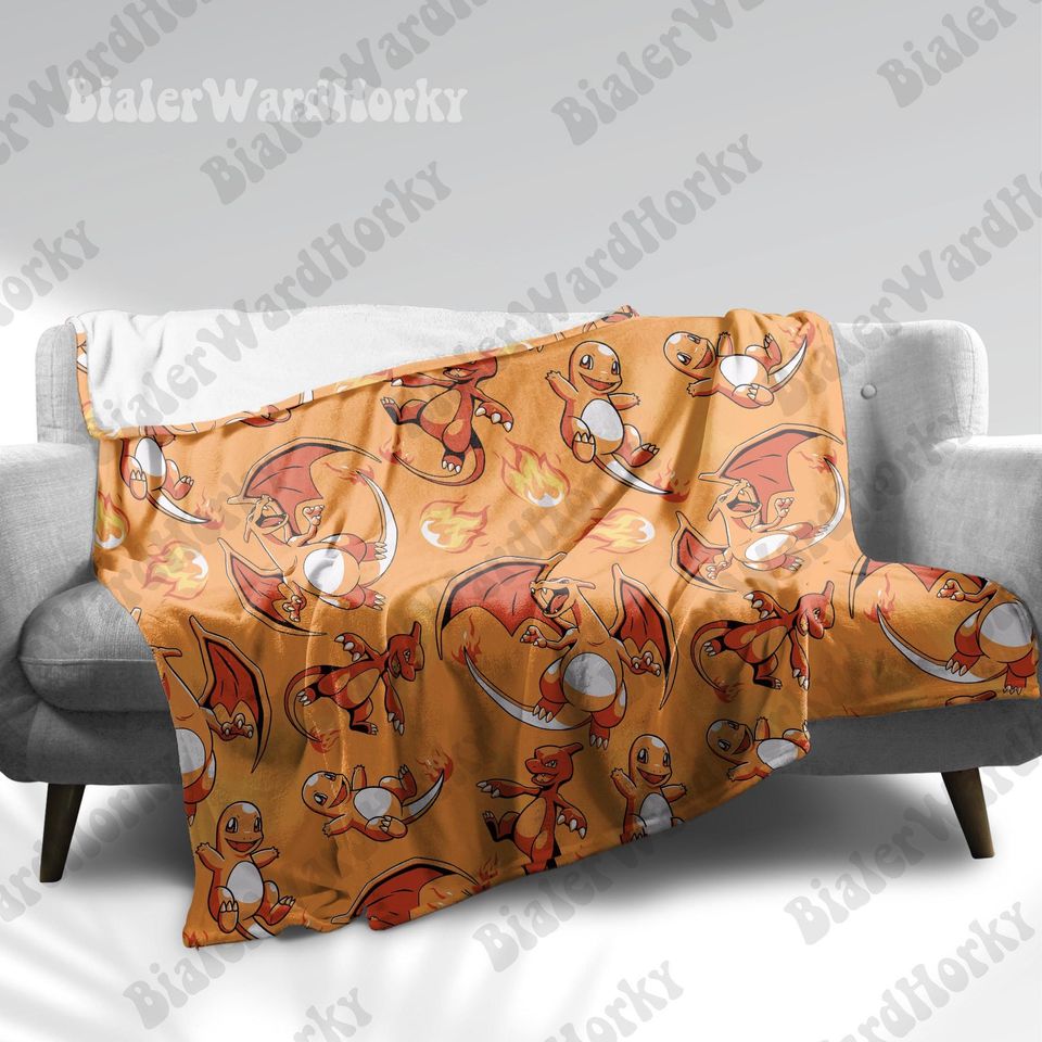 Dragon Fire Red Fleece Blanket Water Type Anime Blanket