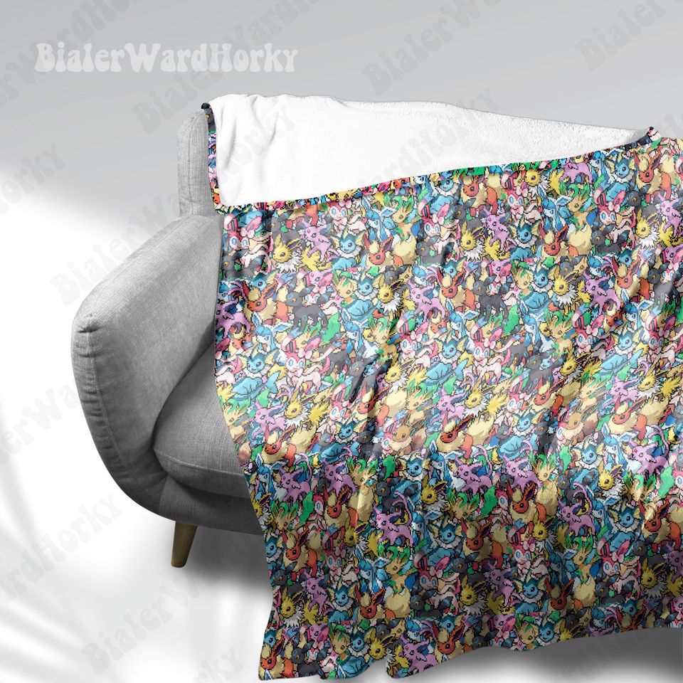 Eevee Evolution Stack Fleece Blanket, Evolution Blanket, Fleece Blanket, Anime Blanket Evolution, Gifts
